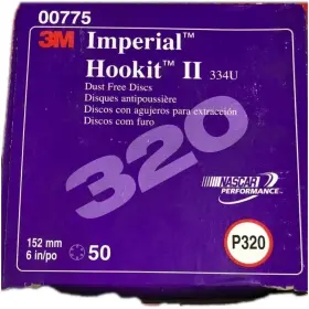 00775 3m 0775 Imperial Hookit Ii 334u Dust Free 6 Inch P320 Grit 50 Sanding Discs