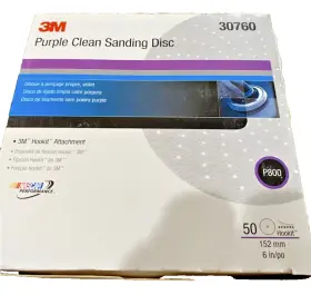 30760 3m 30272 6 Inch Hookit Purple Multi-hole Clean Sanding Disc P800 - 50 Discs