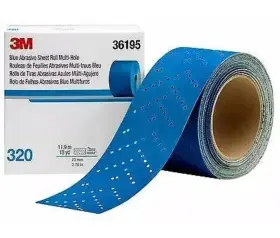 36195 3m Hookit Blue Abrasive Sheet Roll Multi-hole 320 Grade Sanding