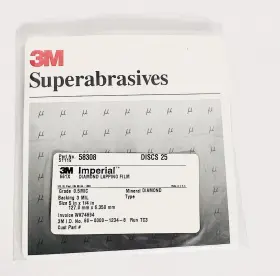 60-0000-1234-8 3m 51119 58308 661x Imperial 0.5 Um Diamond Lapping Film 5 In 3-mil Pet Backing 21/pk