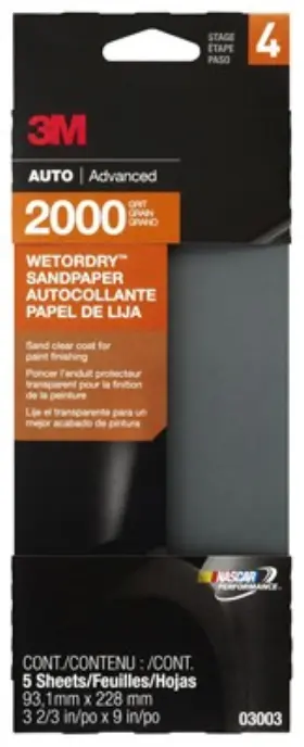 3m Company 051131030039 Sandpaper Automotive 2000 Grit 3-2/3 X 9- Inch 5-pk. 03003