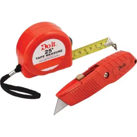 302036 All-source 25 Ft. Tape Measure And Utility Knife Tool Set 2-piece