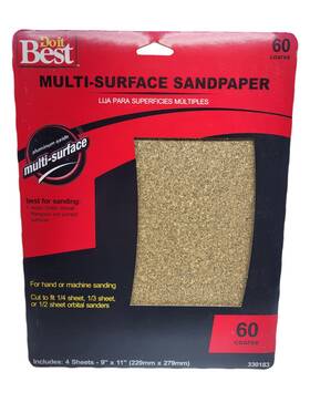 All-source 330183 Sandpaper General Purpose 9 Inch X 11 60 Grit Medium Multi-surface 5 Pack