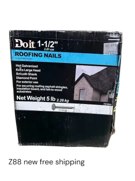 721044 All-source 1-1/2 Inch 11 Ga Hot Galvanized Roofing Nails 900 Ct. 5 Lb. New