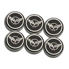 033074-wht American Car Craft Chrome Cap Covers With White Carbon Fiber Inlay For 1997-2004 Chevy Corvette Manual