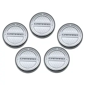 103072-wht American Car Craft Acc Cap Covers White Cf Inlay Ftcamaroft Fits 2010-2015 Camaro V8 Automatic-chrome