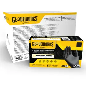 Gwben48100 Ammex Corporation Gloveworks Black Nitrile Pf Exam Xl Gloves