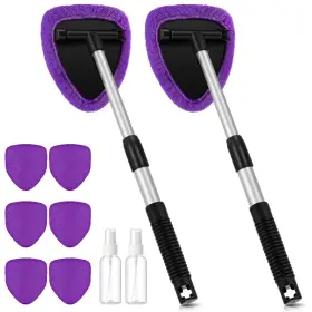 Le-baderke-2911 Baderke 10 Pcs Windshield Cleaner Tool Set With Extendable Handle And Microfiber Bonnets