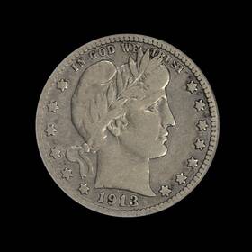 Barber 1913-s Quarter Better Date San Francisco Mint Issue Excellent Condition
