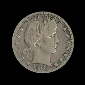 1913-s Barber Quarter Better Date San Francisco Mint Issue Excellent Condition