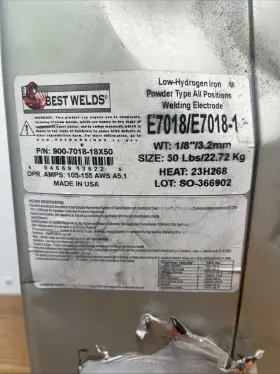 900-7018-18x50 Best Welds E7018 1/8x50lb Electrode