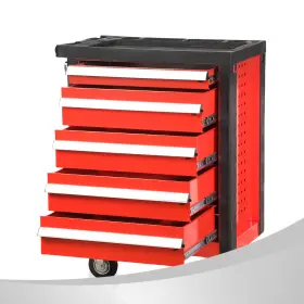 Bezt 753822801576 Rolling Tool Trolley Chest Storage Cabinet Cart With Key Handle 5-drawer Red