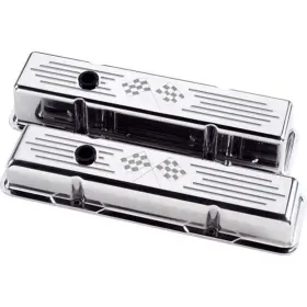 95227 Billet Specialties Polished Sbc Tall Fits V/c Checkered Flag