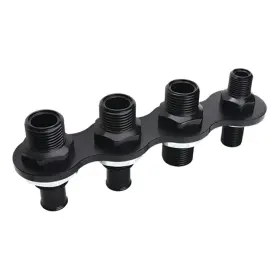 Blk66935 Billet Specialties Fits A/c And Heat Bulkhead Inli Ne Push On 4-port Black