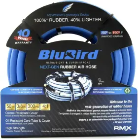 Blbrd10050 Blubird Bb3850 3/8 Inch X 50ft Rubber Air Hose 100% 50&apos Blue