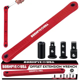 Bornpye 768365421938 Offset Extension Wrench Set Impact Ready Socket Extender Red