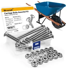 Wb-001 Brand Mrosnail Wheelbarrow Carriage Bolts And Nuts Kit Stainless Steel S