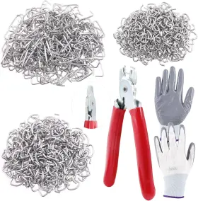 S1323 Brand Swpeet 900pcs 3/4 Inch 1/2 3/8 Galvanized Hog Rings With Straight Silver Red