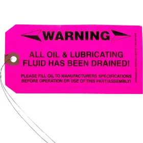 Ads2737wa Brock Warning Fluid Has Been Drained Wire Attached Parts Tag 250 Per Box