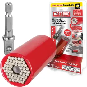 L21-1922 Bulbhead Red Dog Socket With Drill Adapter Fits Most Nuts And Bolts