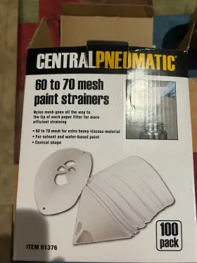 91376 Central Pneumatic 60 -70 Mesh Paint Strainers 95 Pieces Unused Read