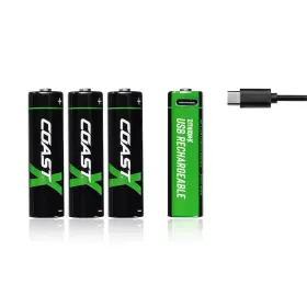 Cos31007 Coast Products Zithion-x Aa Rechargeable Lithium-ion Batteries With Usb-c Port