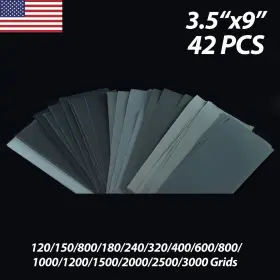 120-3000 Conext Link 42pcs Wet Dry Sand Paper 3.5 Inch X9 3 Each Grit Waterproof Sanding
