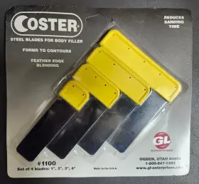Coster 697737011005 New #1100 Steel Blades For Auto Body Filler Work Set Of 4 - 1 Inch 2 3