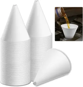 Dec-56fsda Decohs 60 Pcs Disposable Engine Oil Funnels- Paper Funnels For Motor White