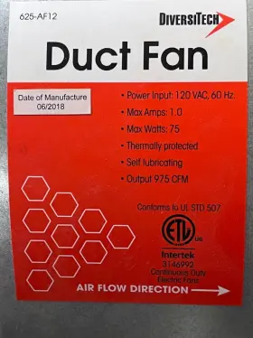 625af12 Diversitech Duct Fan 12in Dia