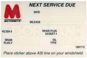 Dorman/autograde 65287 Oil Change Sticker - Window