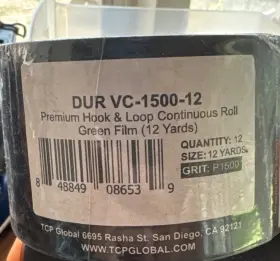 Vc-1500-12 Dura-gold 1500 Grit Green Film Longboard Sandpaper Roll 2-3/4 Inch Wide Hook And Loop