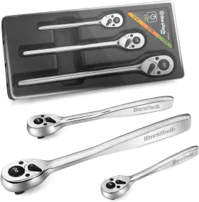 Duratech 820909693444 3-piece Ratchet Set 1/4 Inch 3/8 And 1/2 Silver
