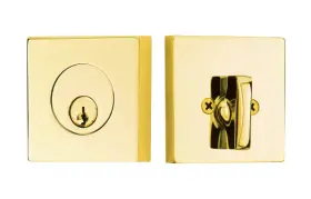 8469us3nl Emtek Square Style Single Cylinder Keyed Deadbolt - Unlacquered Brass