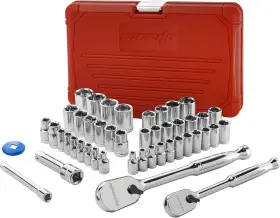 St-03e-1 Epauto 46 Pieces 1/4-inch And 3/8-inch Drive Socket Set Onesize Red Silver