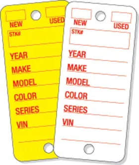 Ez426 Ez Lettering Automotive Poly Key Tags Polyethylene Heavy Duty Yellow Or White