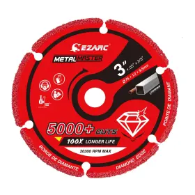 807076 Ezarc Diamond Cutting Wheel 3 X 3/8 Inch For Metal Cut Off With 5000