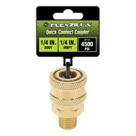 Flexzilla Pw3561 Quick-connect Coupler 1/4 Inch Body X Mnpt Brass