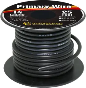 55240 Gg Grand General Black 14-gauge Primary Wire 25 Ft