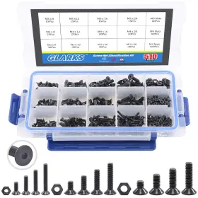 Glakhpb-5 Glarks 510pcs Metric M3 M4 M5 Alloy Flat Head Socket Cap Screws Set White