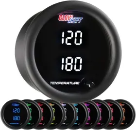 Glowshift 842559121344 10 Color Digital 300 F Dual Temperature Gauge Kit - For Water