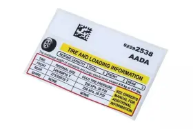 92292538 Gm Genuine Tire Pressure Label