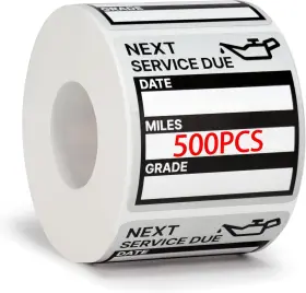 Gueer 445013226260 500 Pc Oil Change Stickers Next Service Due Reminder Sticker Roll Window 2 X