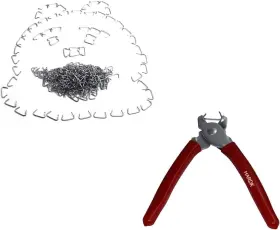 Hardk 650434341448 Hog Ring Pliers Set - Straight 300 Pcs Galvanized Rings Professional Brown
