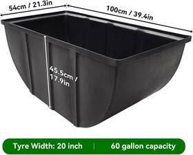 Iole 14956 Tire And Tube Test Tank 37 Inch X 21 16 Durable Black Plastic Testing