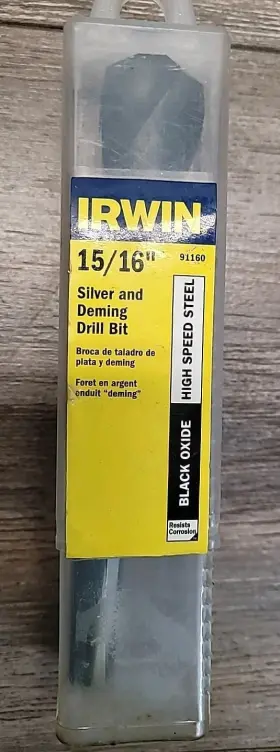 91160 Irwin 15/16 Inch Silver And Deming Drill Bit 1/2 Shank 6 Long