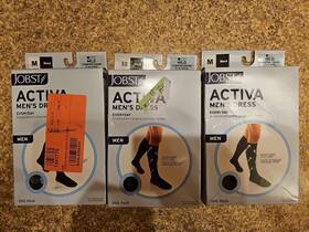 Jobst 6055801 3 Activa Mens Dress 8-15 Mmhg Compression Socks Knee High Closed Toe Blac
