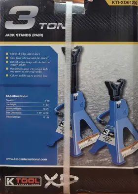 Ktixd61202 K-tool-international Xd61202 3-ton Jack Stand Pair K-tool Height Ranges 11.63 Inch To 16.75 New