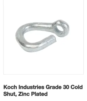 096213 Koch 10 Industries Grade 30 Cold Shut Zinc Plated Working Load 750lbs