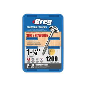 Kreg Sml-c125-1200 #8 1-1/4 Inch Coarse Maxi-loc Washer Head Zinc Pocket Hole Scr